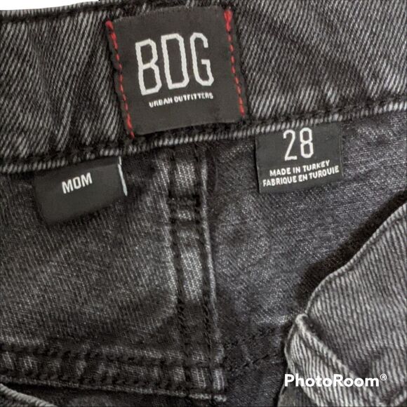 BDG Urban Outfitters black lightly distressed mom Jean striped side 28 (… - Picture 3 of 11